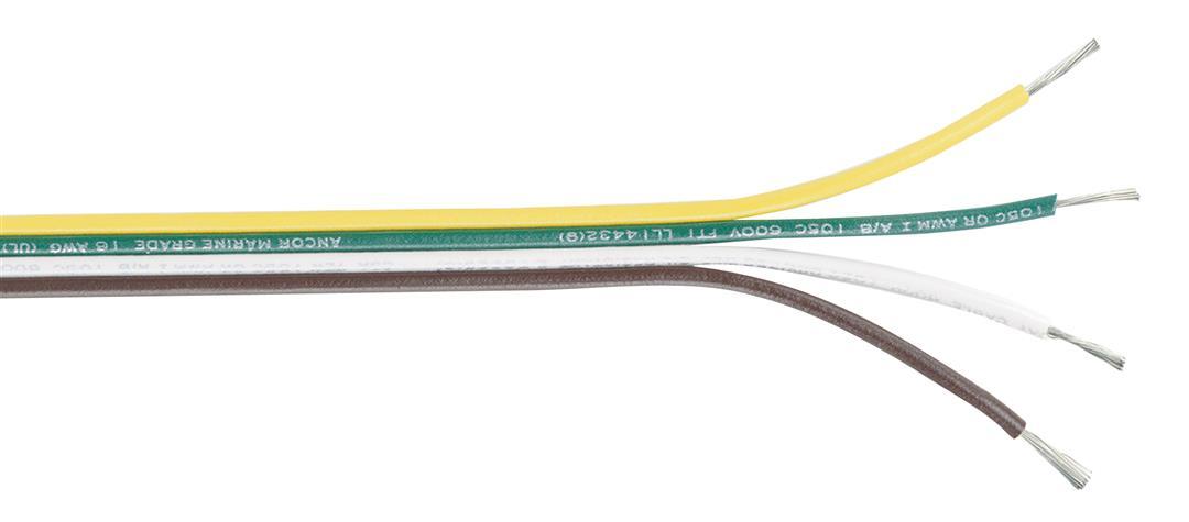 ANCOR 154510 RIBBON BONDED CABLE - 16/4 AWG - BROWN/GREEN/WHITE/YELLOW - FLAT - 100 - High quality product image showing ANCOR 154510 RIBBON BONDED CABLE - 16/4 AWG - BROWN/GREEN/WHITE/YELLOW - FLAT - 100 details and features