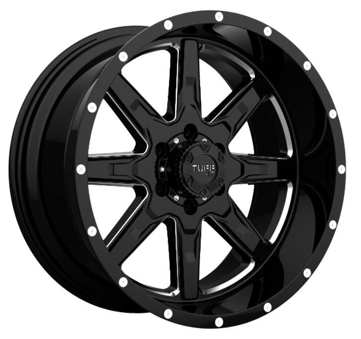WHEEL PROS 2210T15-95114B74 TUT15 22X10 5X4.5 G-BLK MILL-19MM Gloss Black W/Milled Spokes Wheel with Aluminum (22 x 10. inches /5 x 114 mm, -19 mm Offset) - The Twister Group Tools product
