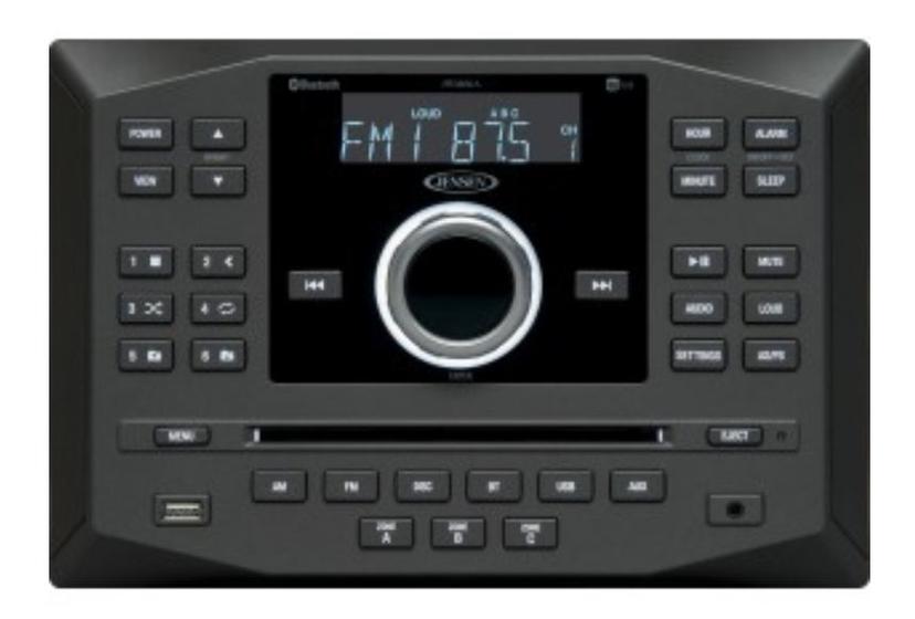 JENSEN JWM62A AM|FM|DVD|CD|USB|AUX|App Ready Bluetooth Wallmount Stereo with App Control, Plays: CD, CD-R, CD-RW, DVD, MP3, DVD-Video, MPEG-4, VCD, JPEG, CD-DA, MP3, WMA, Dolby Black 8.5 INCH x 8.5 INCH