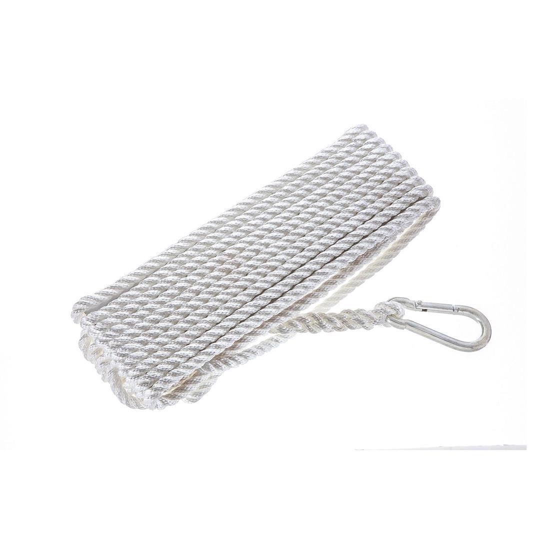 ATTWOOD 117077 11707-7 Premium Nylon Anchor Line, Twisted Nylon Line With Hook, 3/8-Inch Thick, 50 Feet Long, White - High quality product image showing ATTWOOD 117077 11707-7 Premium Nylon Anchor Line, Twisted Nylon Line With Hook, 3/8-Inch Thick, 50 Feet Long, White details and features