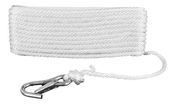 ATTWOOD 117237 11723-7 Solid Braid Multifilament Polypropylene Anchor Line with Spring Hook 3/8-Inch x 50-Feet, White - High quality product image showing ATTWOOD 117237 11723-7 Solid Braid Multifilament Polypropylene Anchor Line with Spring Hook 3/8-Inch x 50-Feet, White details and features
