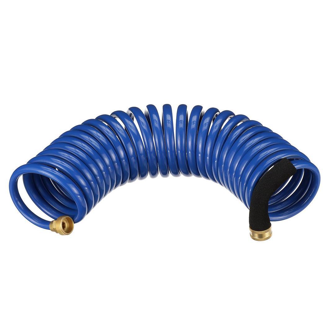 ATTWOOD 118717 11871-7 Spiral Watering Hose Weatherproof, Kink-Free, 25 Feet Long, 0.75-in. End Fittings, 3/8-In. Interior Diameter, Blue - The Twister Group Tools product