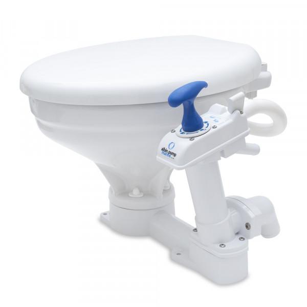ALBIN 07-01-002 MARINE TOILET MANUAL COMFORT, Permanent; White Thermoplastic Softclose Seat With 14.4 Inch Seat Height; One Handle Flush Control; Manual Flush; White Vitreous Porcelain; 18-1/2 Inch Width x 19.3 Inch Depth x 13.4 Inch Height - High quality product image showing ALBIN 07-01-002 MARINE TOILET MANUAL COMFORT, Permanent; White Thermoplastic Softclose Seat With 14.4 Inch Seat Height; One Handle Flush Control; Manual Flush; White Vitreous Porcelain; 18-1/2 Inch Width x 19.3 Inch Depth x 13.4 Inch Height details and features