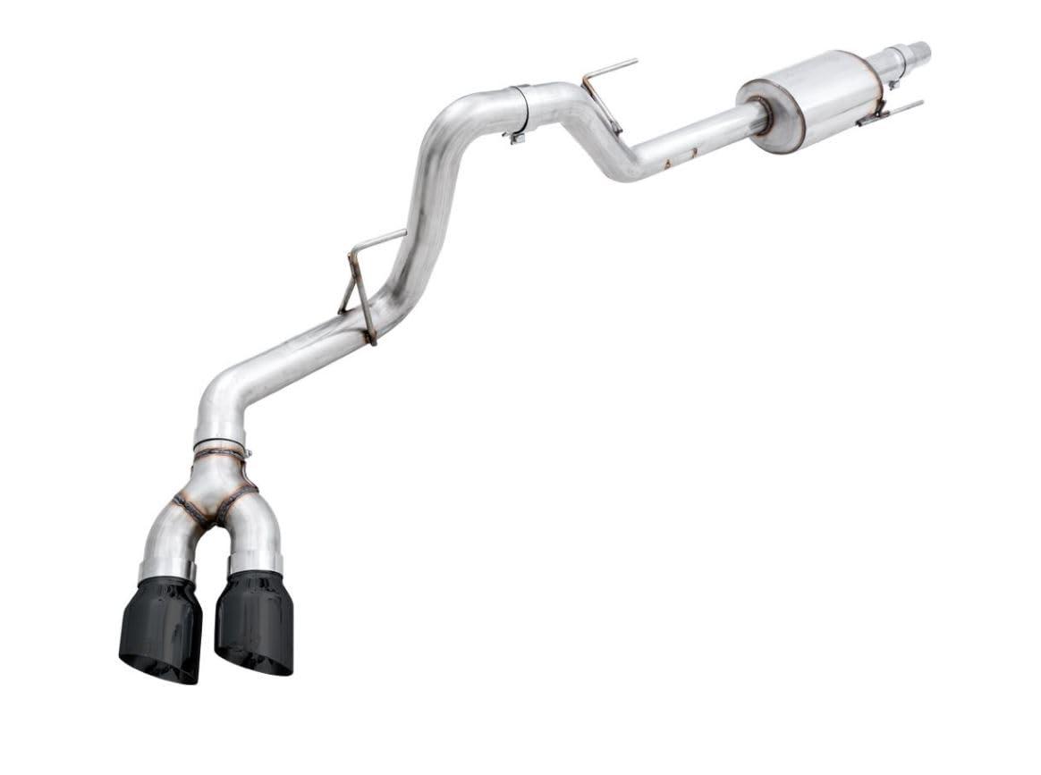 AWE 3015-23058 2015+ Ford F-150 0FG Single Exit Performance Exhaust System w/4.5in Diamond Black Tips - High quality product image showing AWE 3015-23058 2015+ Ford F-150 0FG Single Exit Performance Exhaust System w/4.5in Diamond Black Tips details and features
