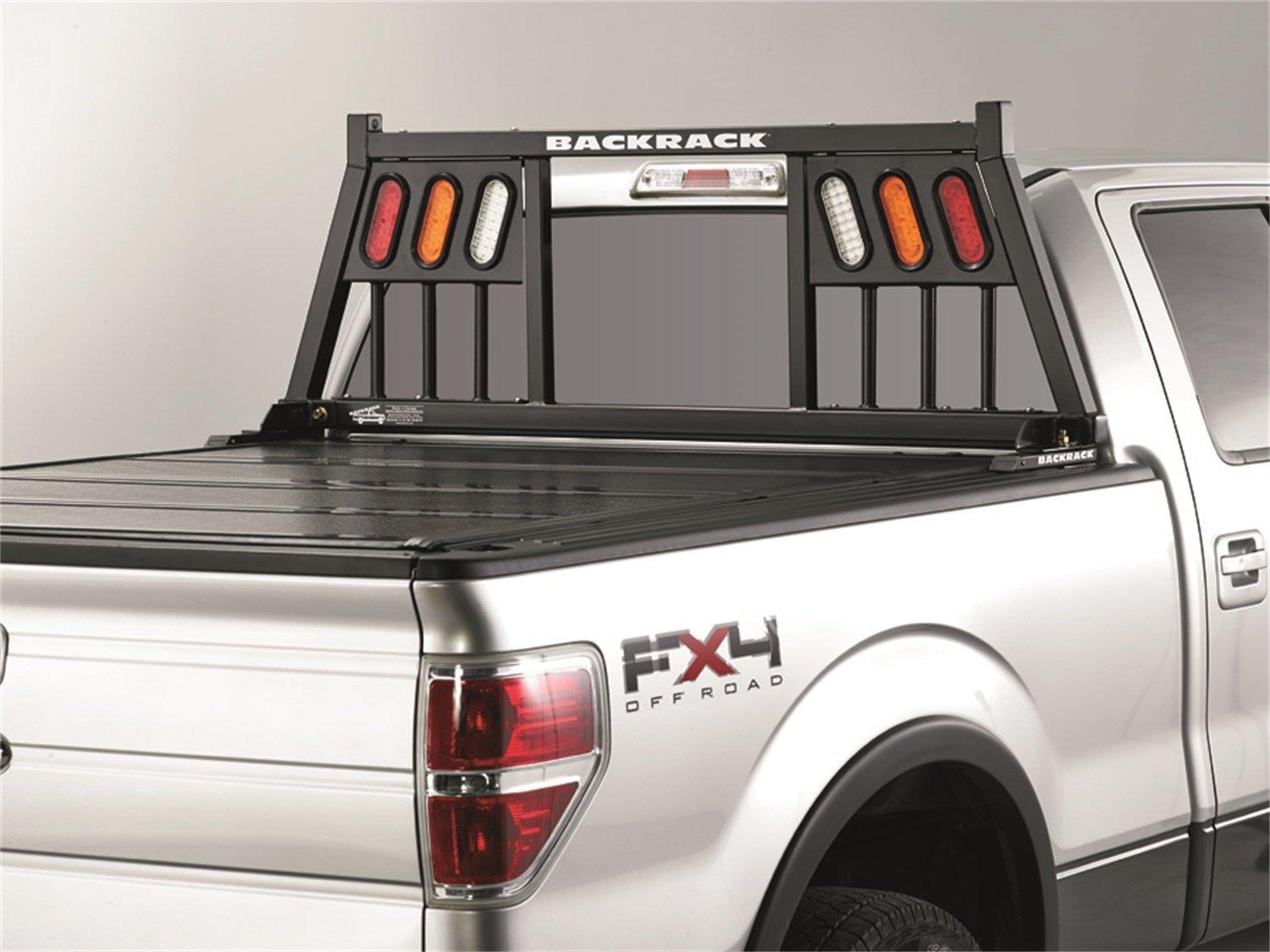 BACKRACK 149TL Three Light Rack Frame Only | Black, No Drill Fits 2019-2024 Chevrolet/GMC Silverado/Sierra 1500; 2008-2019 & 2022-2024 Toyota Tundra; 2004-2024 Ford F-150 & Others - High quality product image showing BACKRACK 149TL Three Light Rack Frame Only | Black, No Drill Fits 2019-2024 Chevrolet/GMC Silverado/Sierra 1500; 2008-2019 & 2022-2024 Toyota Tundra; 2004-2024 Ford F-150 & Others details and features