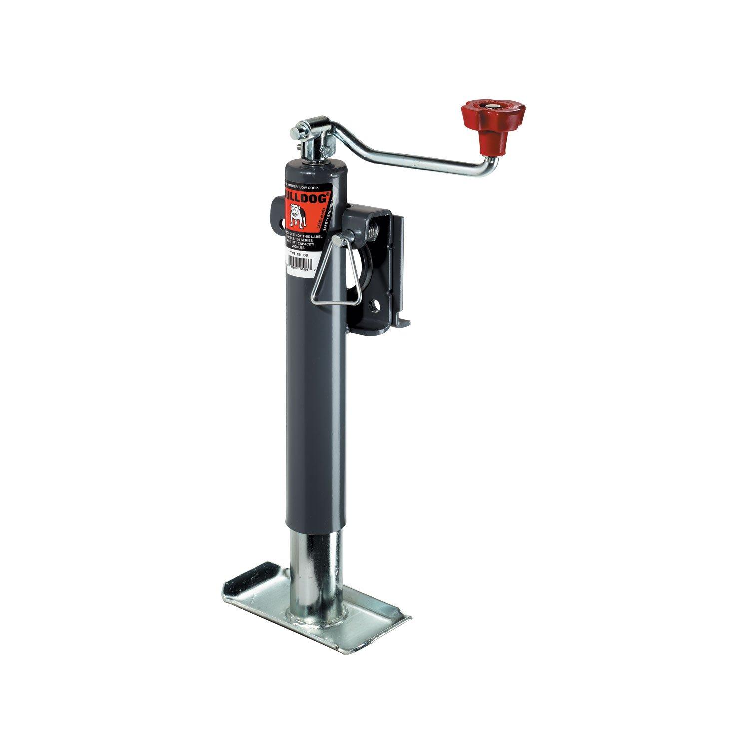BULLDOG 1514010117 Fulton Gray Universal 10 INCH Topwind Travel Weld-On Trailer Jack with Base (2,000 lbs. Lift Capacity) - High quality product image showing BULLDOG 1514010117 Fulton Gray Universal 10 INCH Topwind Travel Weld-On Trailer Jack with Base (2,000 lbs. Lift Capacity) details and features