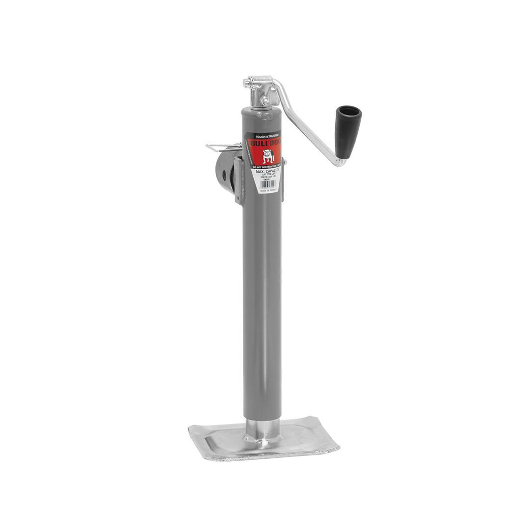 BULLDOG 198200 Gray Universal 15 INCH Topwind Travel Weld-On Swivel Trailer Jack with Foot Plate (7,000 lbs. Lift Capacity) - The Twister Group Tools product