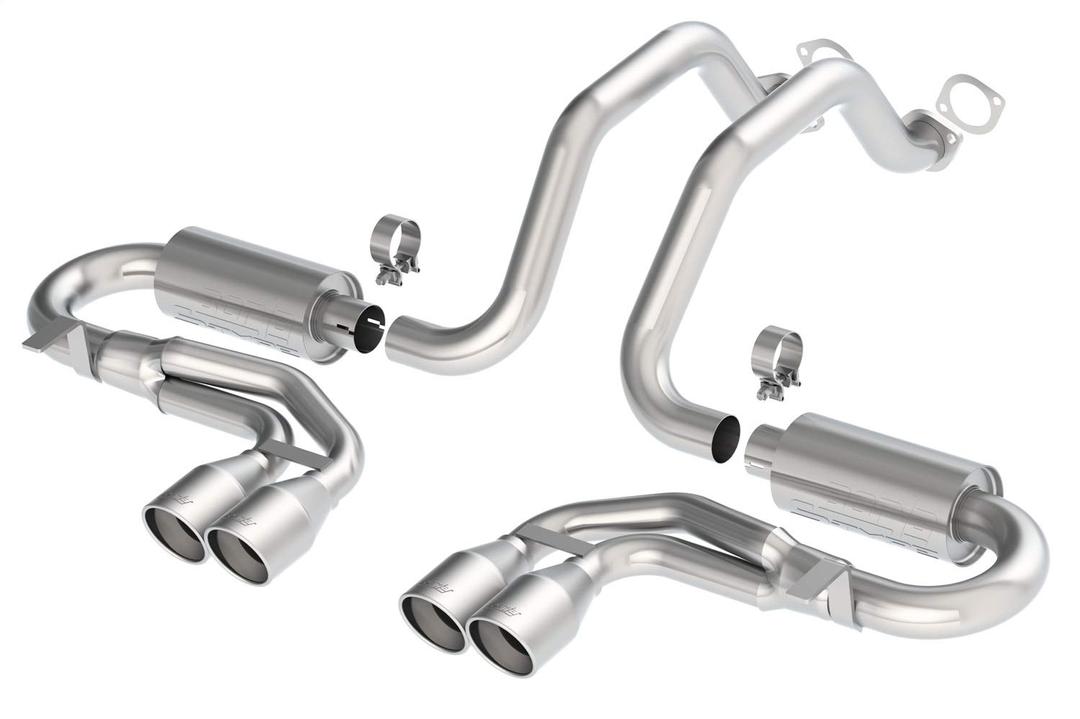 BORLA 140038 Cat-Back Perf. Exhaust System for 1997-2004 Chevrolet Corvette (C5) V8 & Z06 (C5) V8 T-304 Stainless Steel S-Type Classic Dual Center Rear Exit Dual 4 INCH Rnd. Polished T-304 Tips Each Side - The Twister Group Tools product