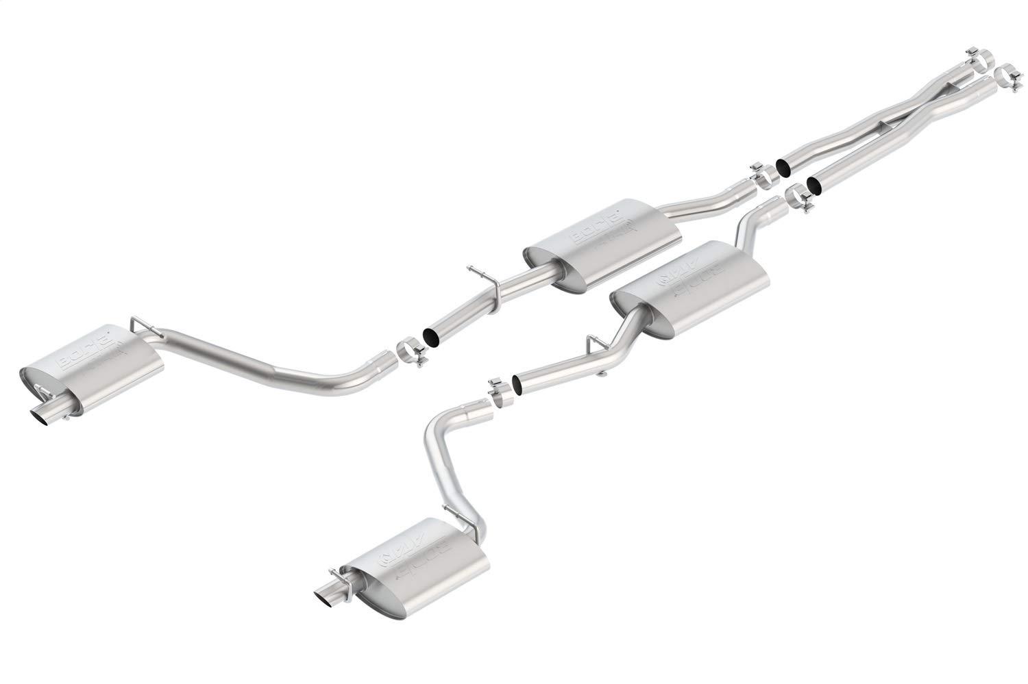 BORLA 140650 Cat-Back Perf. Exhaust System for 2015-2023 Dodge Challenger SXT V6 & GT V6 T-304 Stainless Steel ATAK Sound Dual Split Rear Exit Single Outlet Each Side Tips NOT included Reuse O.E.T ips - High quality product image showing BORLA 140650 Cat-Back Perf. Exhaust System for 2015-2023 Dodge Challenger SXT V6 & GT V6 T-304 Stainless Steel ATAK Sound Dual Split Rear Exit Single Outlet Each Side Tips NOT included Reuse O.E.T ips details and features