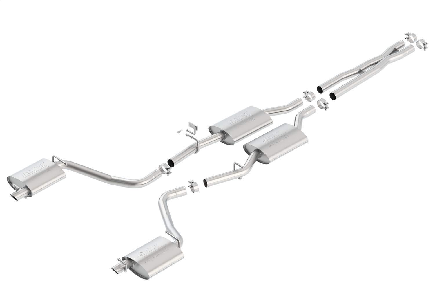 BORLA 140686 Cat-Back Perf. Exhaust System for 2015-2023 Dodge Charger V6 & Chrysler 300 V6 T-304 Stainless Steel ATAK Sound Dual Split Rear Exit Single 2.25 INCH Exit Each Side Reuse O.E. Tips - High quality product image showing BORLA 140686 Cat-Back Perf. Exhaust System for 2015-2023 Dodge Charger V6 & Chrysler 300 V6 T-304 Stainless Steel ATAK Sound Dual Split Rear Exit Single 2.25 INCH Exit Each Side Reuse O.E. Tips details and features