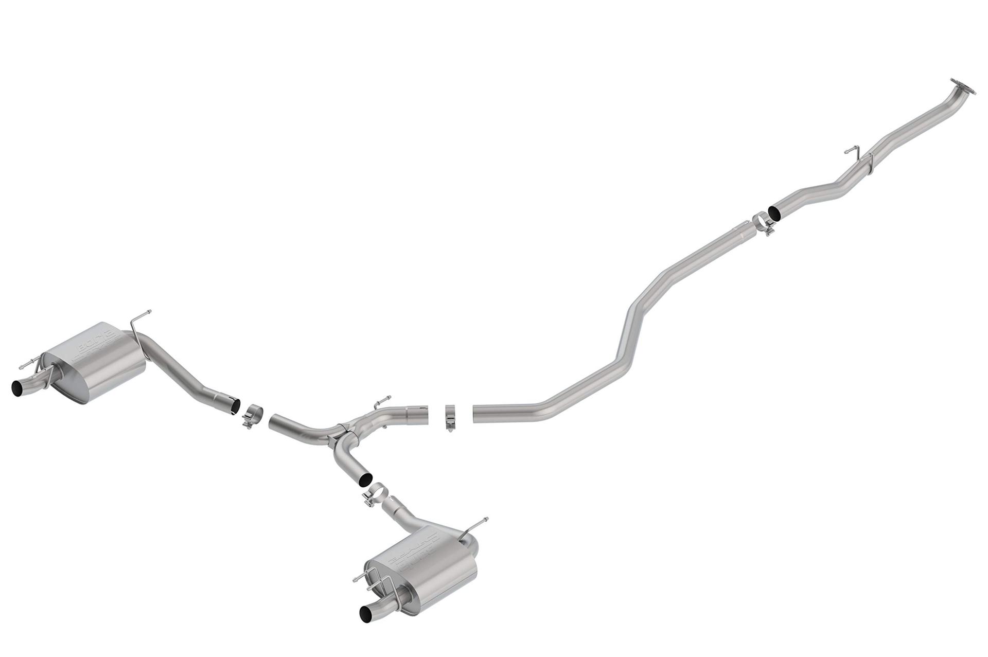 BORLA 140786 Cat-Back Performance Exhaust System for 2018-2022 Honda Accord Sport 4 Cyl. T-304 Stainless Steel Dual Split Rear Exit Single 2.25 INCH Exit Each Side Tips NOT included Reuse O.E. Tips - High quality product image showing BORLA 140786 Cat-Back Performance Exhaust System for 2018-2022 Honda Accord Sport 4 Cyl. T-304 Stainless Steel Dual Split Rear Exit Single 2.25 INCH Exit Each Side Tips NOT included Reuse O.E. Tips details and features