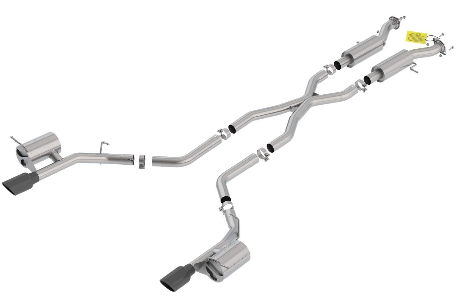 BORLA 140792BC ATAK Cat-Back Exhaust System 2.75 in. Pipe 4.5 in. Single Round Rolled Angle Cut Black Chrome Single Split Rear Exit T-304 Stainless Steel ATAK Cat-Back Exhaust System - High quality product image showing BORLA 140792BC ATAK Cat-Back Exhaust System 2.75 in. Pipe 4.5 in. Single Round Rolled Angle Cut Black Chrome Single Split Rear Exit T-304 Stainless Steel ATAK Cat-Back Exhaust System details and features