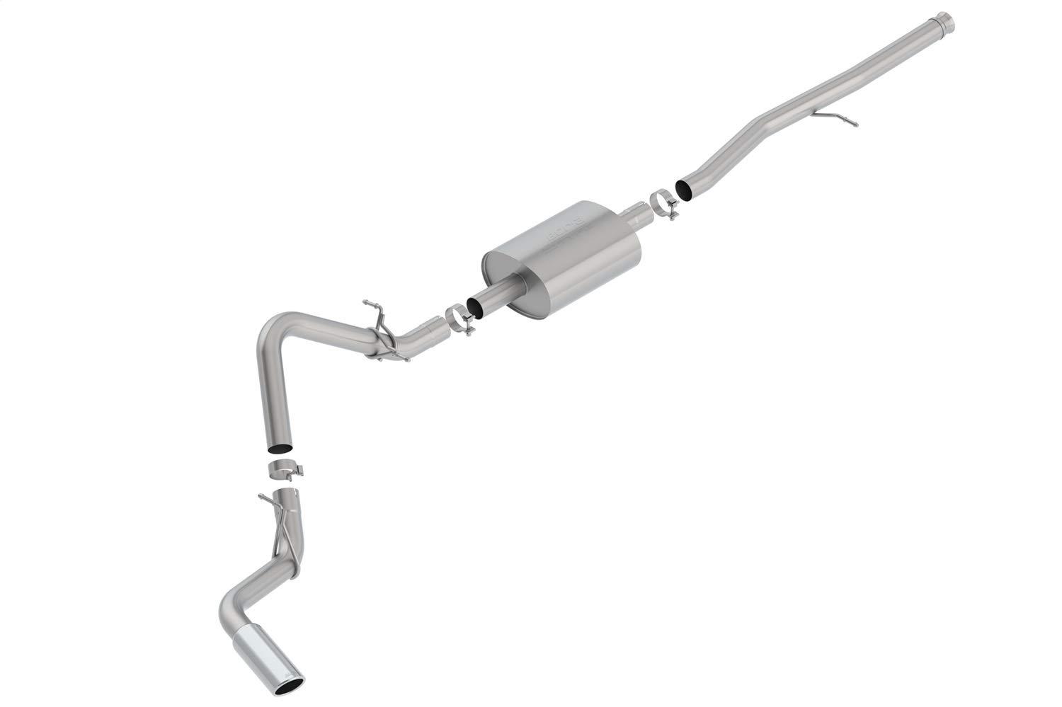 BORLA 140794 S-Type Cat-Back Exhaust System 3 in. Into Muffler True Dual 4.0 in. x 11.50 in. Single Rolled Angle-Cut Tip Truck Side Exit S-Type Cat-Back Exhaust System - High quality product image showing BORLA 140794 S-Type Cat-Back Exhaust System 3 in. Into Muffler True Dual 4.0 in. x 11.50 in. Single Rolled Angle-Cut Tip Truck Side Exit S-Type Cat-Back Exhaust System details and features