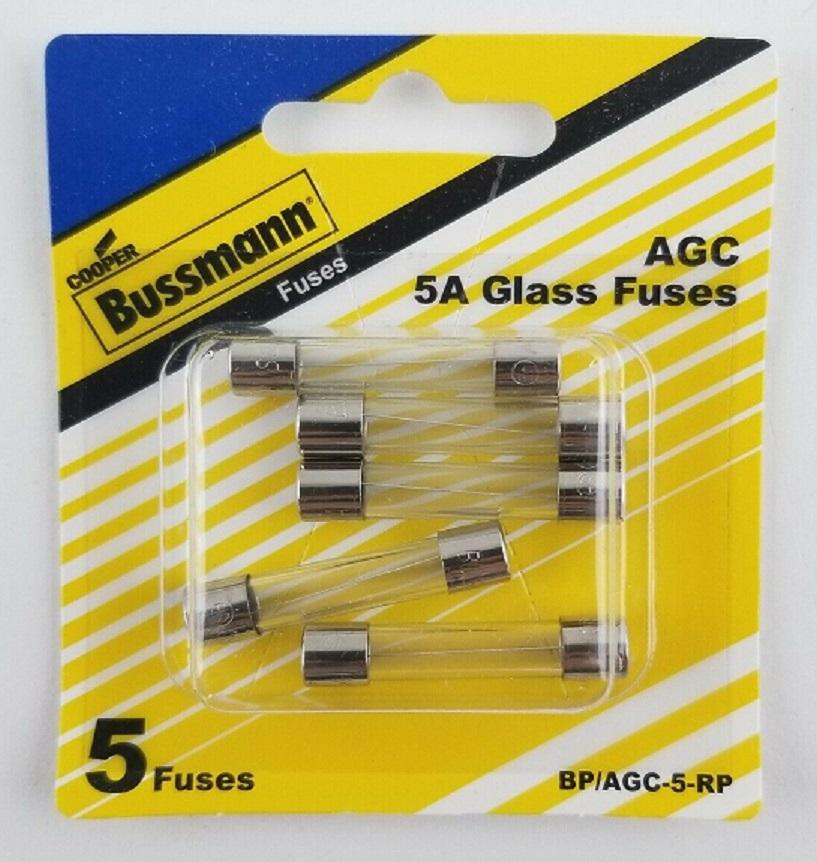 BUSSMANN BPAGC5RP Bussman BP/AGC-5 RP 5 Amp Fuses 5 Count