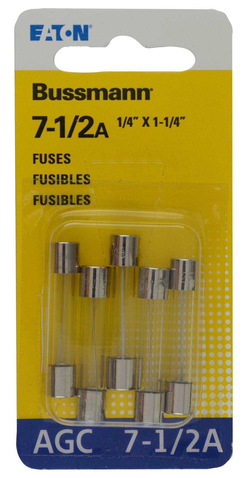 BUSSMANN BPAGC712RP BP/AGC-7-1/2 RP 7-1/2 Amp Fuses 5 Count