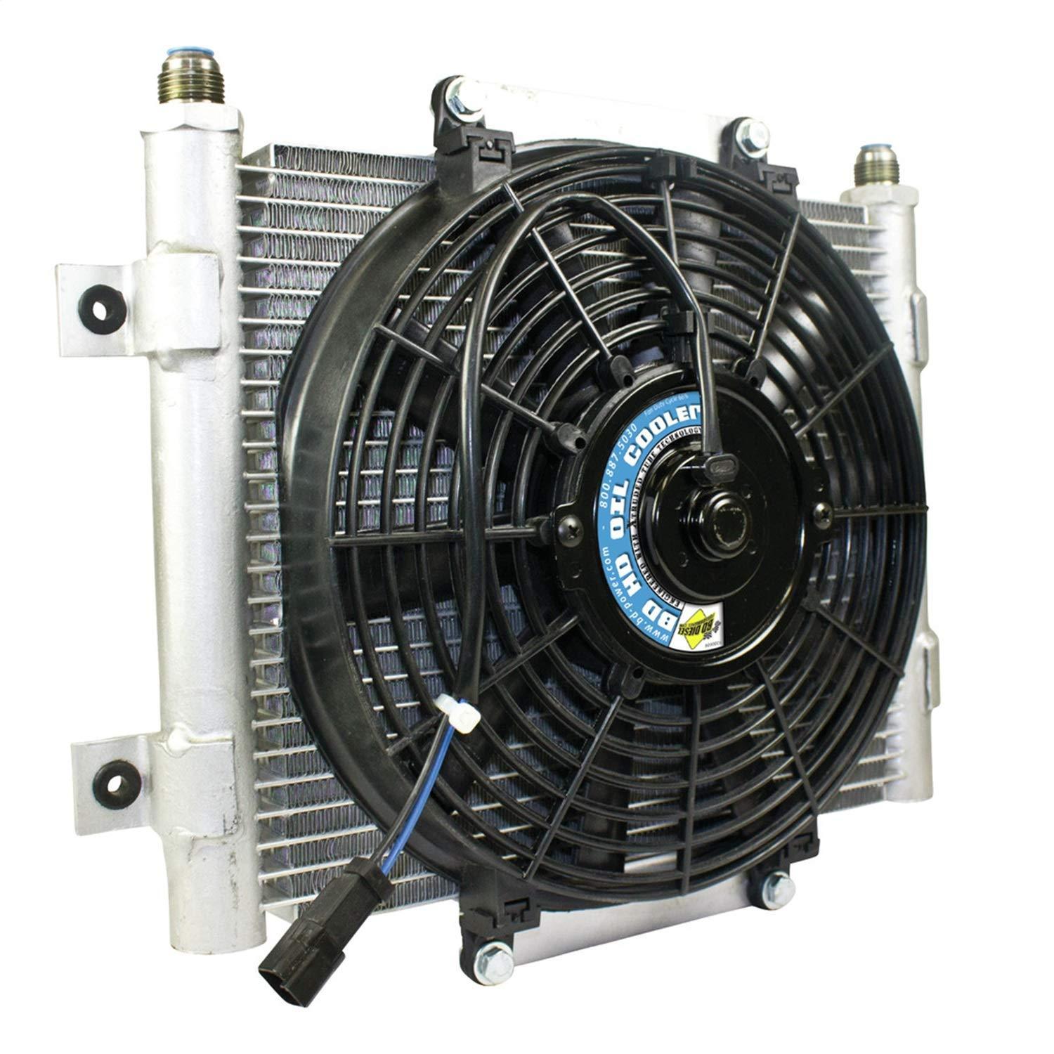BD DIESEL 1300611 Diesel Xtruded Auxiliary Transmission Oil Cooler; Incl. Fan; -10 JIC Male Connection - High quality product image showing BD DIESEL 1300611 Diesel Xtruded Auxiliary Transmission Oil Cooler; Incl. Fan; -10 JIC Male Connection details and features