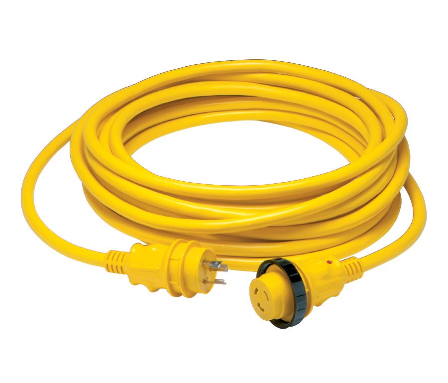 BEP 199119 30 AMP POWER CORD PLUS CORDSET - 50, Power Supply Cord; 30 Amp/ 125 Volt AC; 50 Foot Length; 3 Prong L5-30P Male Plug And NEMA 5-30R Female Connector; 10 Gauge Wire; UL/ CSA Certified; Yellow - The Twister Group Tools product