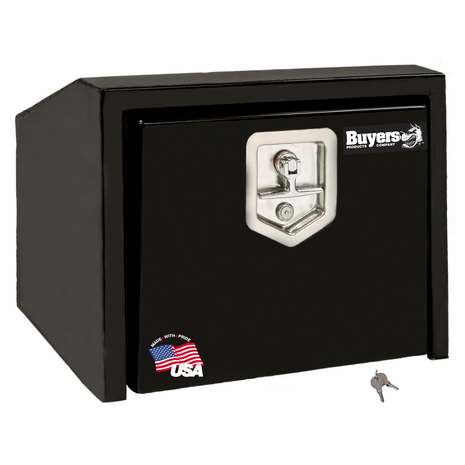 BUYERS PROD 1703352 Underbody Truck Box With Slanted Back, Black Steel 14/10.5 x 12 x 24 Inches - High quality product image showing BUYERS PROD 1703352 Underbody Truck Box With Slanted Back, Black Steel 14/10.5 x 12 x 24 Inches details and features