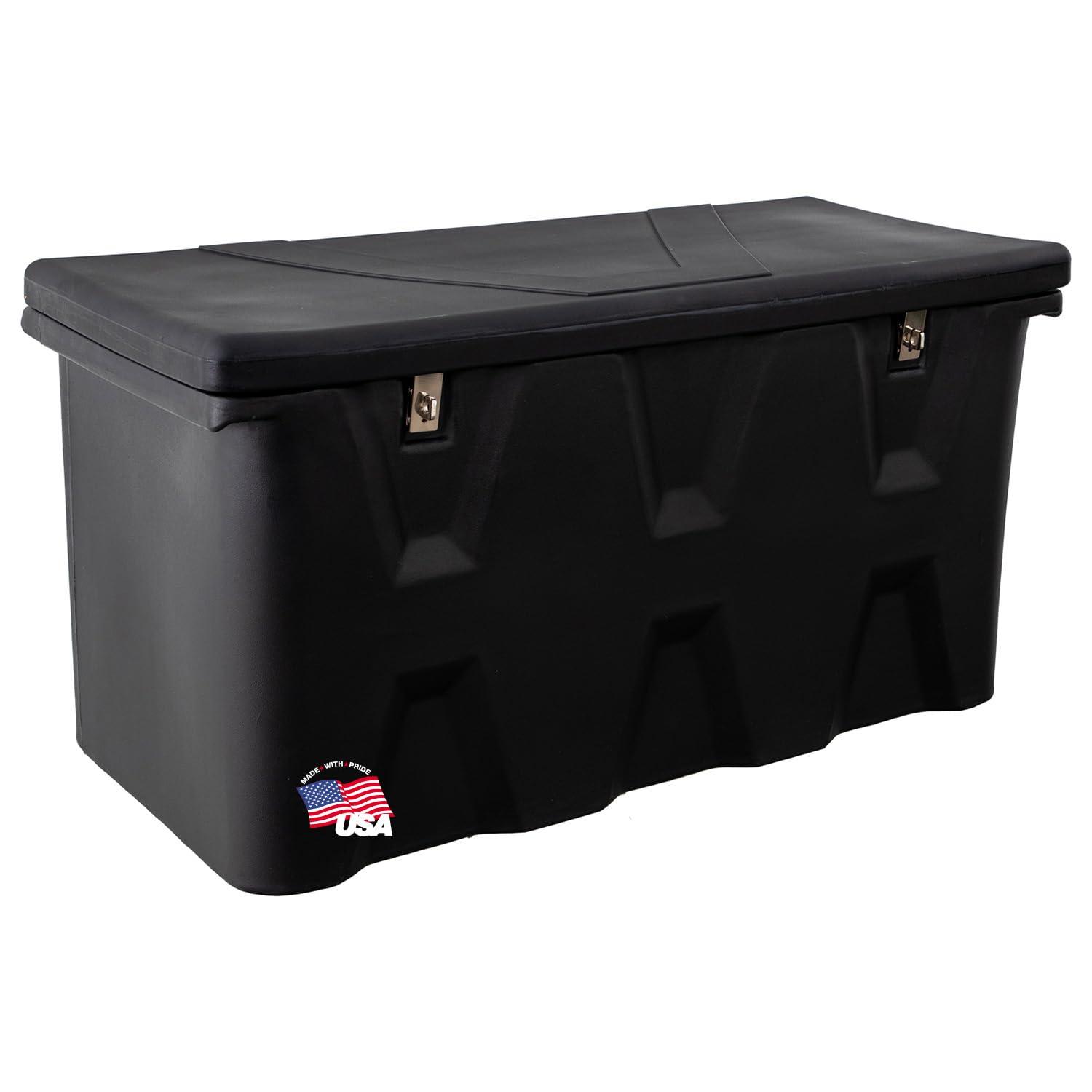 BUYERS PROD 1712240 Black Poly All-Purpose Chest, 44 x 17.5 x 19 Inch, 6.3 cu. ft, Contractor Toolbox For Storage And Organization, Durable Job Box - High quality product image showing BUYERS PROD 1712240 Black Poly All-Purpose Chest, 44 x 17.5 x 19 Inch, 6.3 cu. ft, Contractor Toolbox For Storage And Organization, Durable Job Box details and features