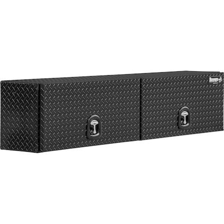 BUYERS PROD 1721351 16x13x72 Gloss Black Diamond Tread Aluminum Topsider Truck Box w/Flip-Up Doors - High quality product image showing BUYERS PROD 1721351 16x13x72 Gloss Black Diamond Tread Aluminum Topsider Truck Box w/Flip-Up Doors details and features