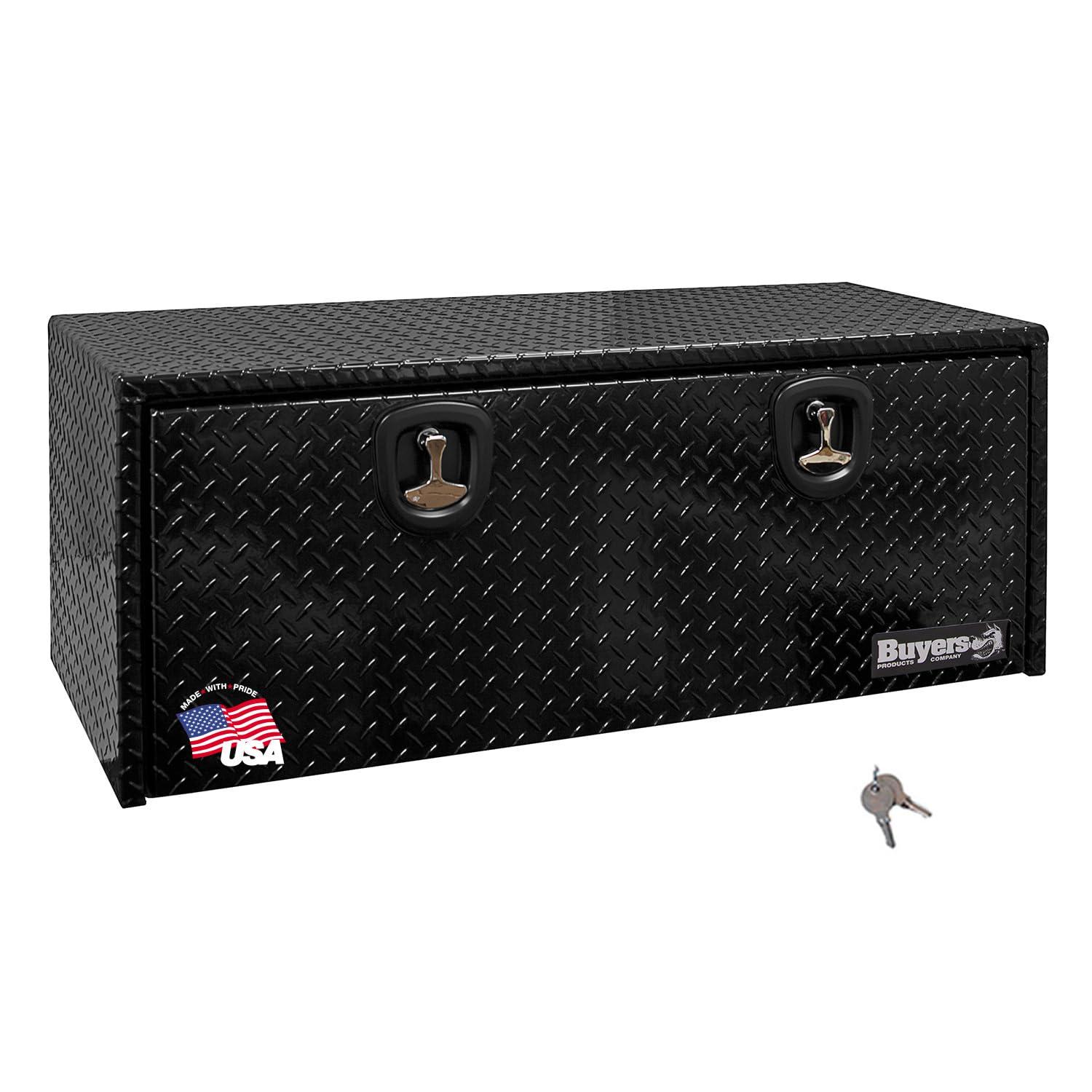 BUYERS PROD 1725110 Black Diamond Tread Aluminum Underbody Truck Tool Box, 18 x 18 x 48 Inch, Made In The USA, Truck Box For Storage & Organization, Durable Job Box for Truck - High quality product image showing BUYERS PROD 1725110 Black Diamond Tread Aluminum Underbody Truck Tool Box, 18 x 18 x 48 Inch, Made In The USA, Truck Box For Storage & Organization, Durable Job Box for Truck details and features