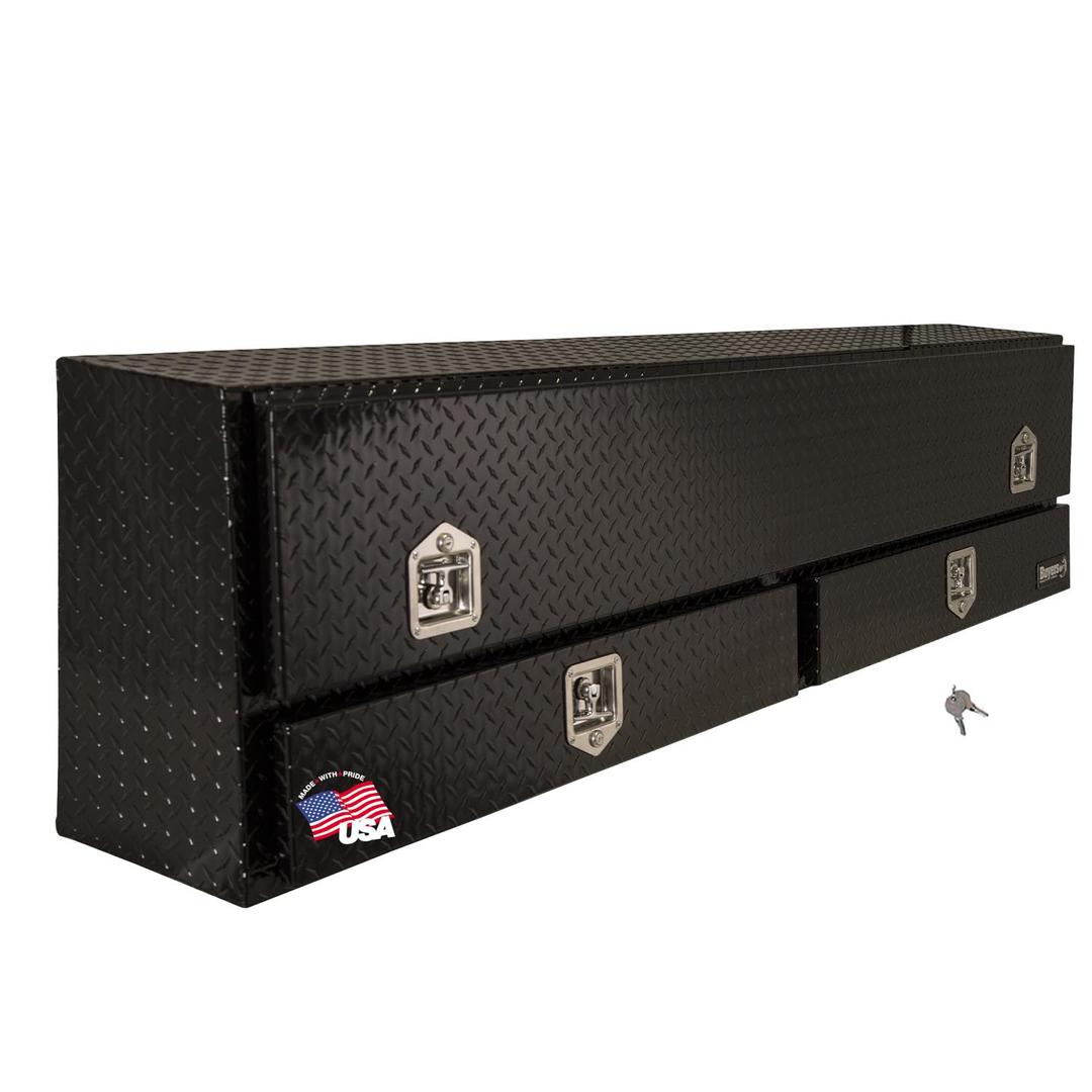BUYERS PROD 1725641 Black Aluminum Diamond Tread Contractor Truck Box With Lockable T-Handle Latch And Two Lower Drawers, 72 x 21 x 13.5 Inch, Truck Tool Box For Storage And Organization - The Twister Group Tools product