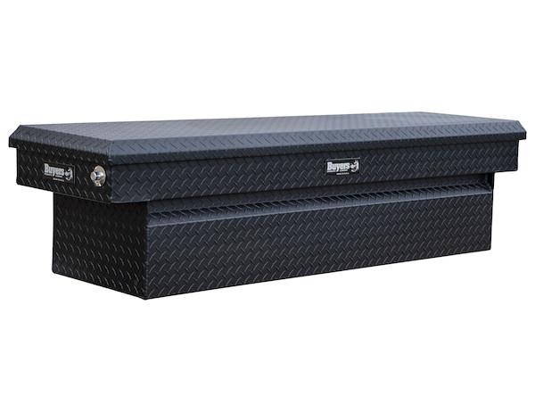 BUYERS PROD 1739415 Crossover Truck Tool Box, Heavy Duty Saddle Cargo Bed Organizer for Equipment Accessories Storage, Metal Diamond Tread Aluminum, Deep, 71x20x23, Matte Black - The Twister Group Tools product