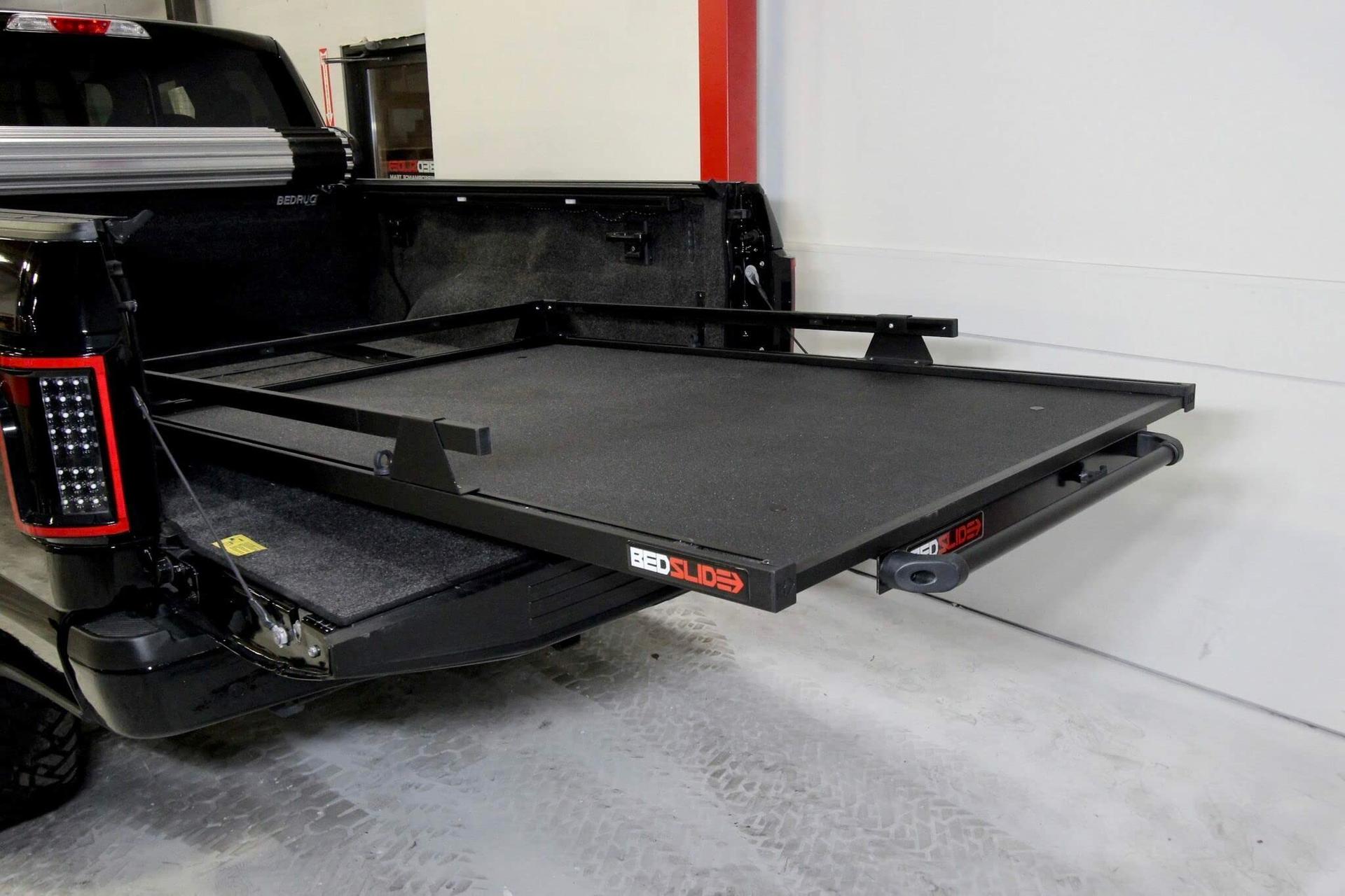 BEDSLIDE 15-7848-CGB CONTRACTOR (78 INCH X 48 INCH) Durable Sliding Truck Bed Cargo Organizer | MADE IN THE USA | 1,500 lb Capacity (Black) - High quality product image showing BEDSLIDE 15-7848-CGB CONTRACTOR (78 INCH X 48 INCH) Durable Sliding Truck Bed Cargo Organizer | MADE IN THE USA | 1,500 lb Capacity (Black) details and features