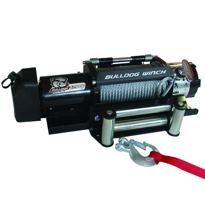 BULLDOG WINCH 10039 Trailer Winch (12000lb Trailer with 90 Ft. Wire Rope, Roller Fairlead, Mounting Plate, Low Profile)