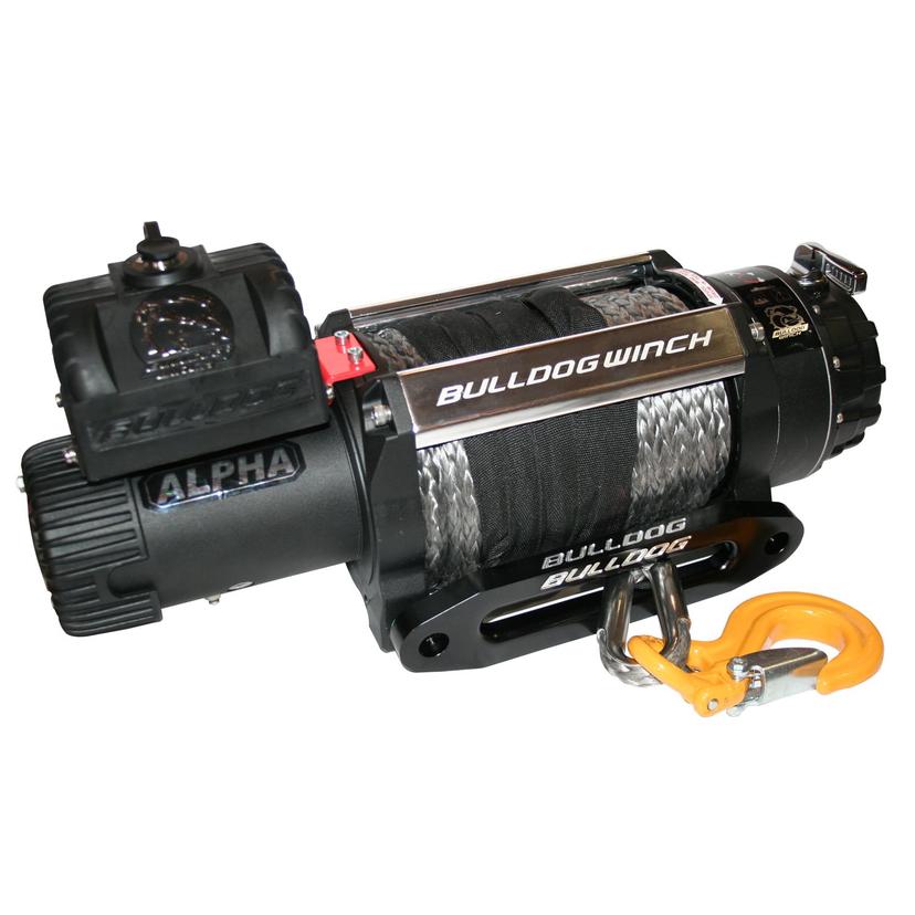 BULLDOG WINCH 10048 Alpha Series Winch with 6.8Hp Series Wound Motor (100 ft. Synthetic Rope, CNC Billet Aluminum Hawse Fairlead 15000lb)