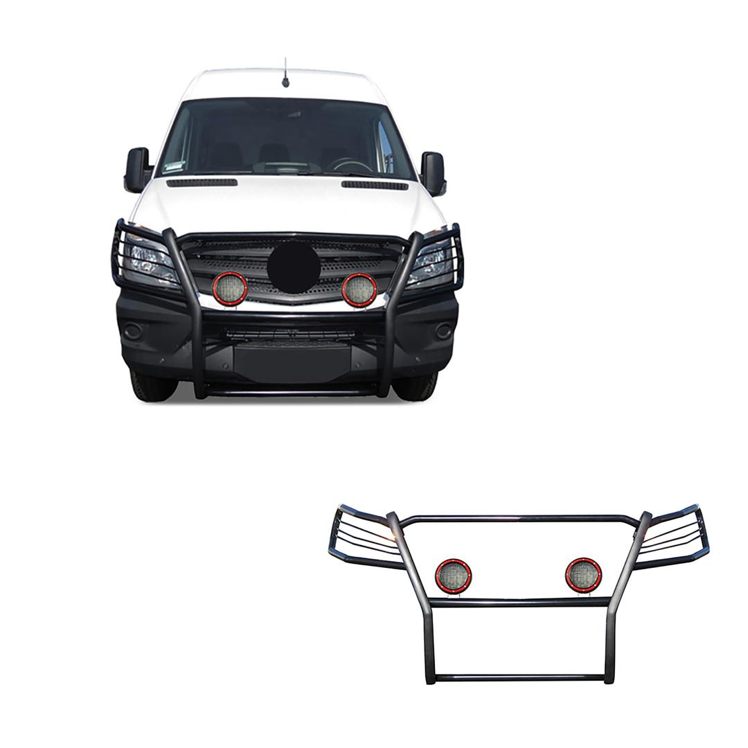 BLACK HORSE 17D502MA-PLFR Grille Guard Modular Black Come W/Pair of 5.3 INCHLED Lights Compatible with 07-09 Dodge sprinter-Freightliner 2500/3500|07-11 -Benz sprinter 1500|10-18-Benz sprinter 2500/3500 - The Twister Group Tools product