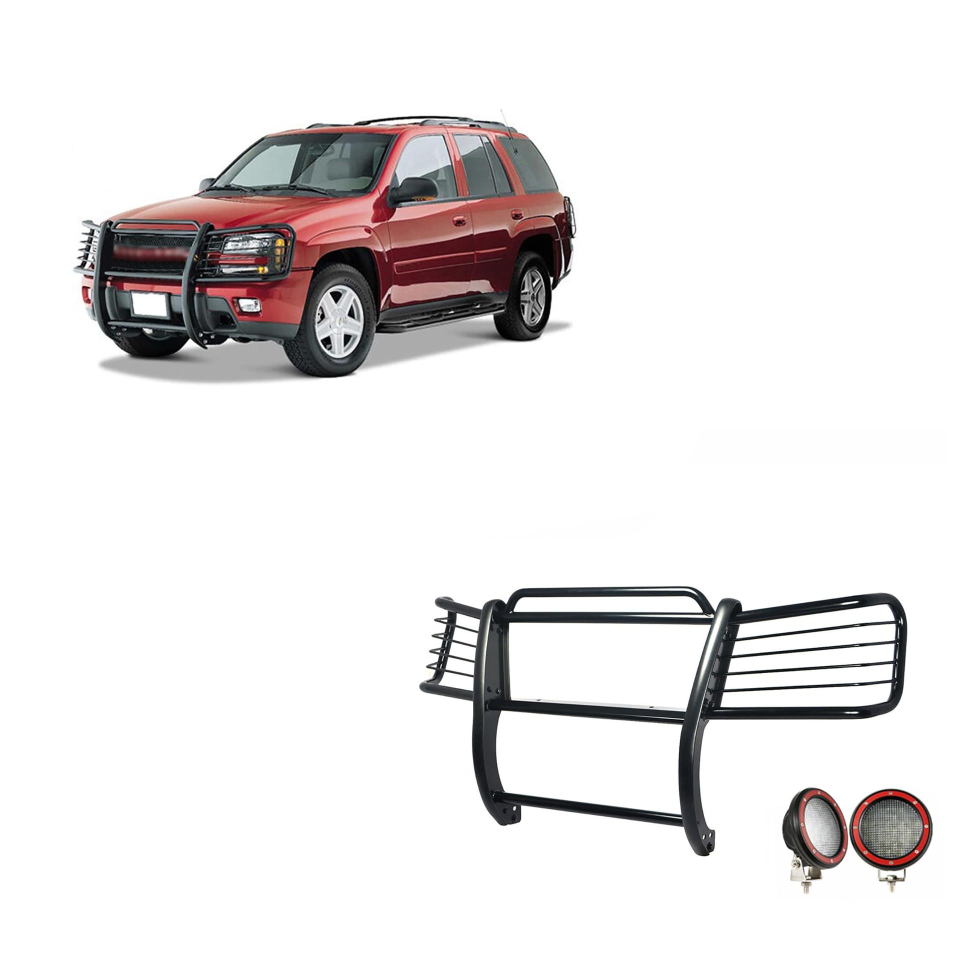 BLACK HORSE 17GK26MA-PLFR Grille brush Bumper Guard Modular Black Come With Pair of 5.3 INCH Dia.LED Lights with Red Trim Rings Compatible with 2002-2009 Chevy Trailblazer|2002-2006 Chevy Trailblazer EXT - High quality product image showing BLACK HORSE 17GK26MA-PLFR Grille brush Bumper Guard Modular Black Come With Pair of 5.3 INCH Dia.LED Lights with Red Trim Rings Compatible with 2002-2009 Chevy Trailblazer|2002-2006 Chevy Trailblazer EXT details and features