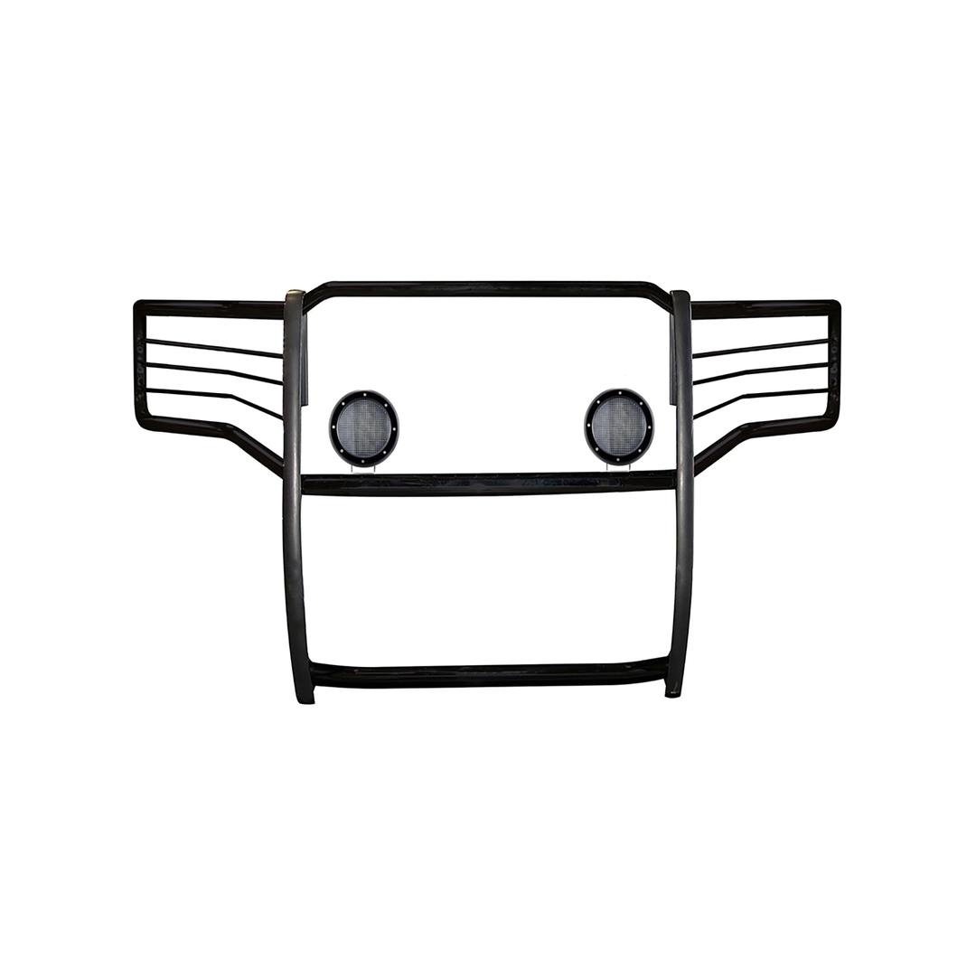 BLACK HORSE 17GS14MA-PLFB Grille brush Bumper Guard Modular Black Come with Pair of 5.3 INCH Dia.LED Lights with Black Trim Rings Compatible with 2015-2019 GMC Sierra 2500 HD|2015-2019 GMC Sierra 3500 HD - The Twister Group Tools product