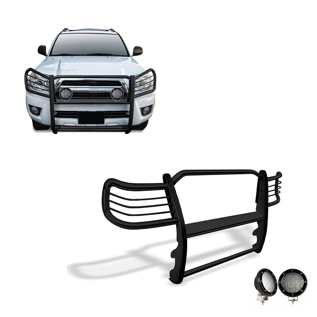 BLACK HORSE 17TU26MA-PLFB Grille brush Bumper Guard Modular Black Come with Pair of 5.3 INCH Dia.LED Lights with Black Trim Rings Compatible with 2003-2009 Lexus GX470|2003-2009 Toyota 4Runner - The Twister Group Tools product