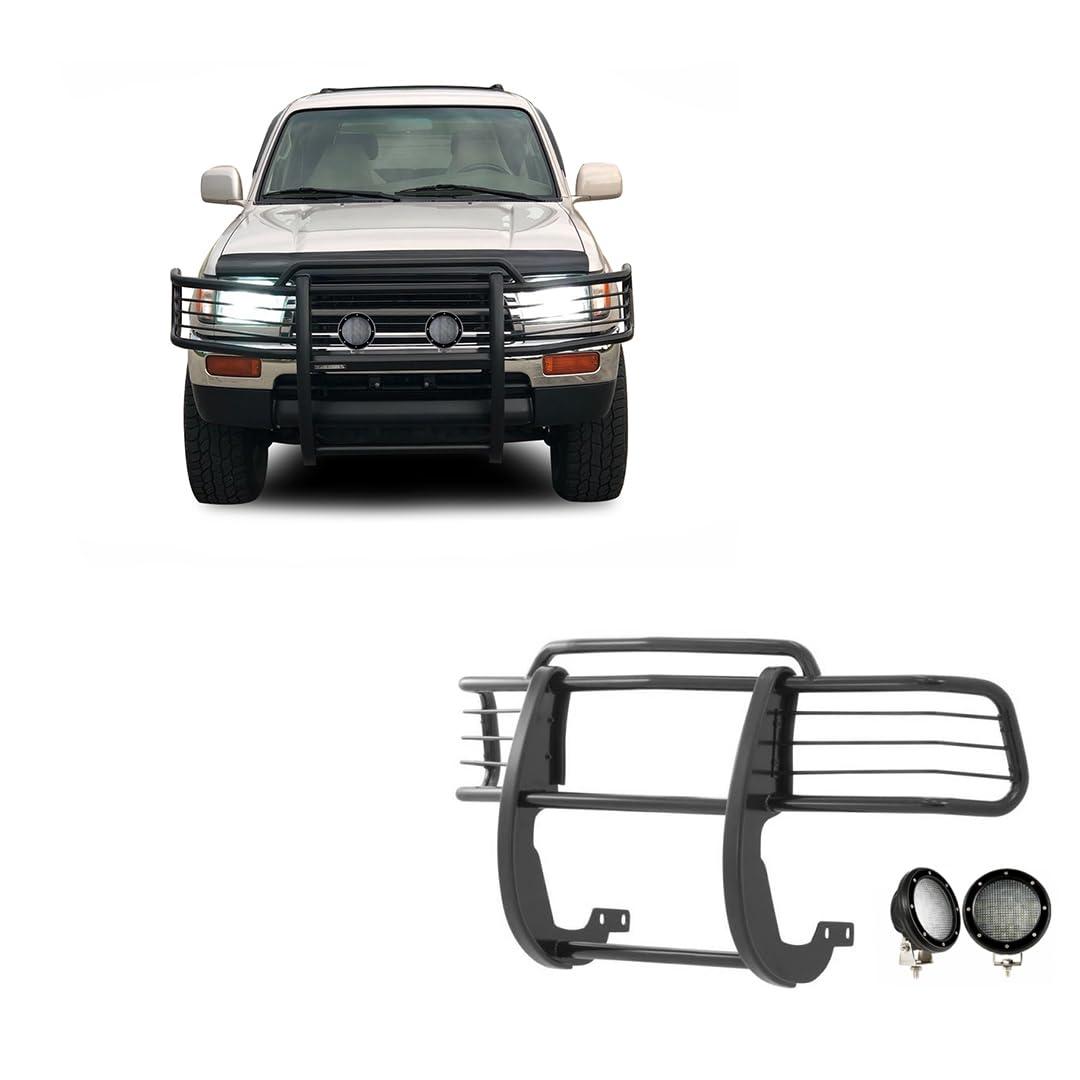 BLACK HORSE 17T80202MA-PLFB Grille brush Bumper Guard Modular Black Come with Pair of 5.3 INCH Dia.LED Lights with Black Trim Rings Compatible with 1996-1998 Toyota 4Runner|1998-2000 Toyota Tacoma - The Twister Group Tools product