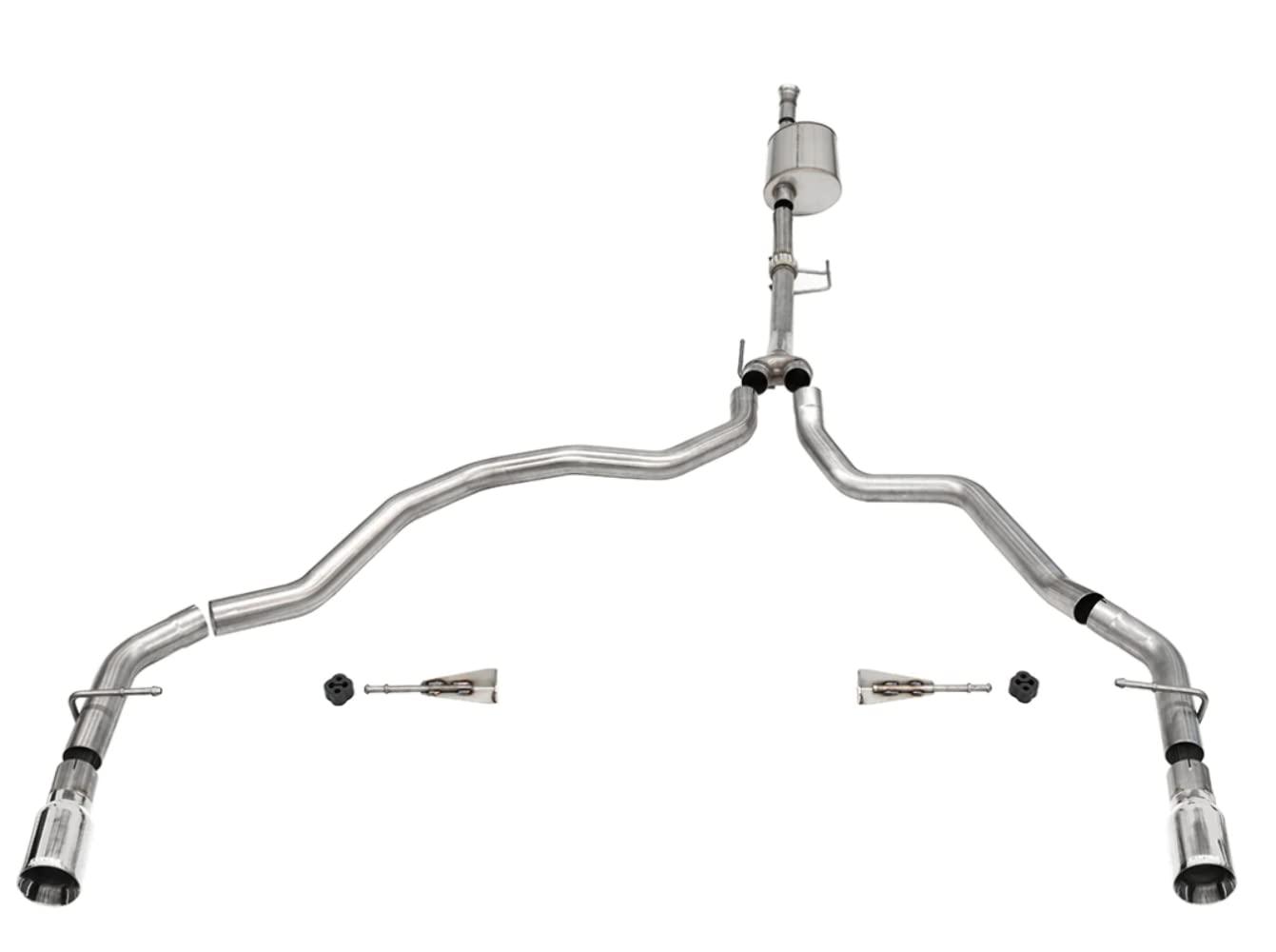 CORSA 21167 Sport / 3.0 in Cat-Back Dual Rear Exit | 2021-24 Ford F-150 3.5T EcoBoost (145.4 INCH WB) - High quality product image showing CORSA 21167 Sport / 3.0 in Cat-Back Dual Rear Exit | 2021-24 Ford F-150 3.5T EcoBoost (145.4 INCH WB) details and features