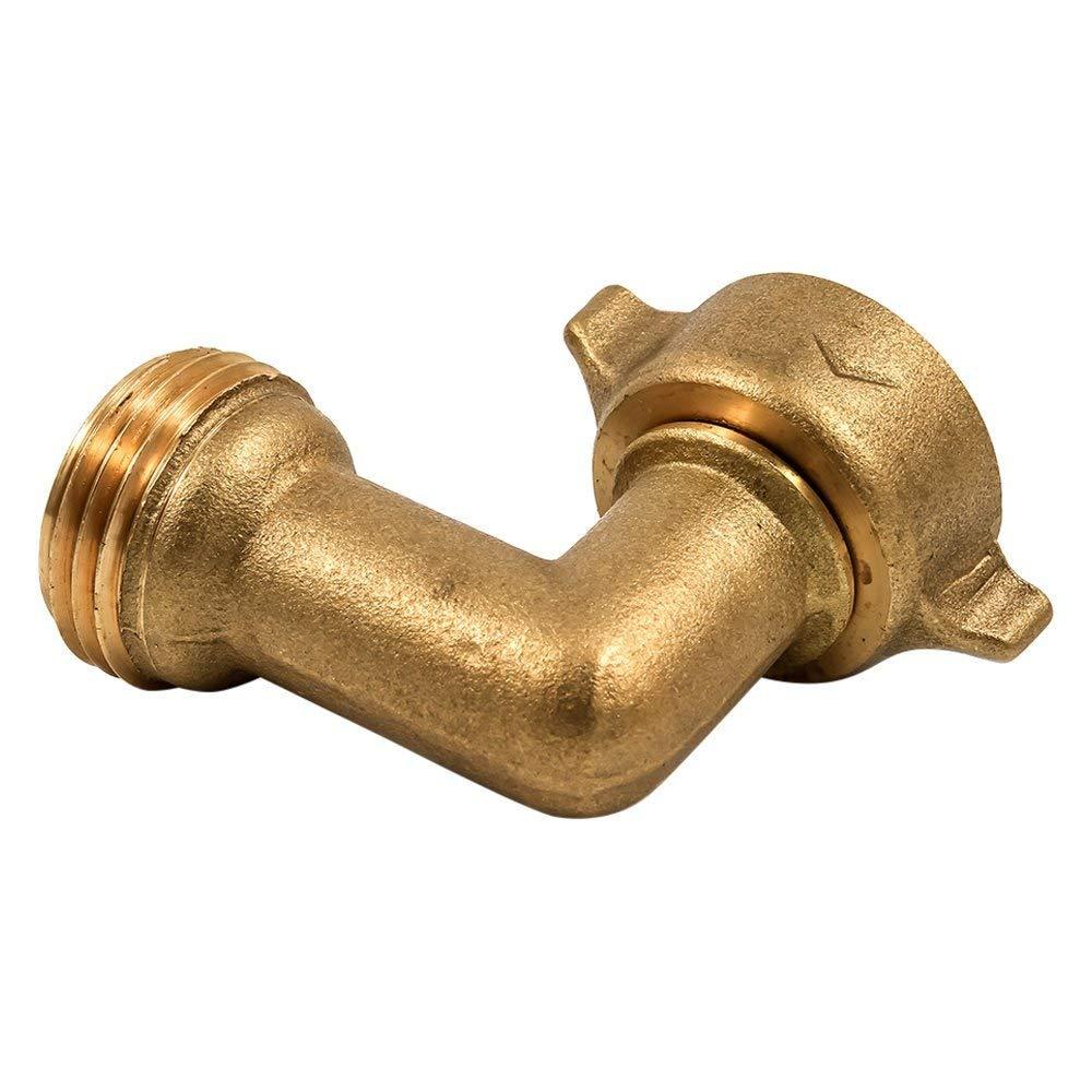 CAMCO 22502 Fresh Water Hose Connector; 90 Degree Elbow With Gripper; Fits Standard Garden Hose Female Coupling; Brass; Without Shut Off Valve; With English Language Packaging; Complies With CA and VT Regulations For Brass Content - The Twister Group Tools product