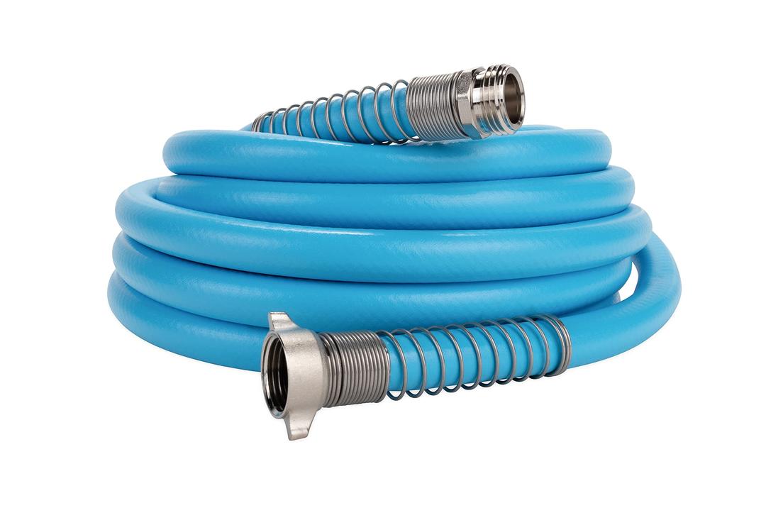 CAMCO 22595 EvoFlex 35-Ft Water Hose - RV Drinking Water Hose Contains No Lead, No BPA & No Phthalate - Flexible Design w/Stainless Steel Strain Relief Ends - 5/8 INCHInside Diameter, Blue - The Twister Group Tools product