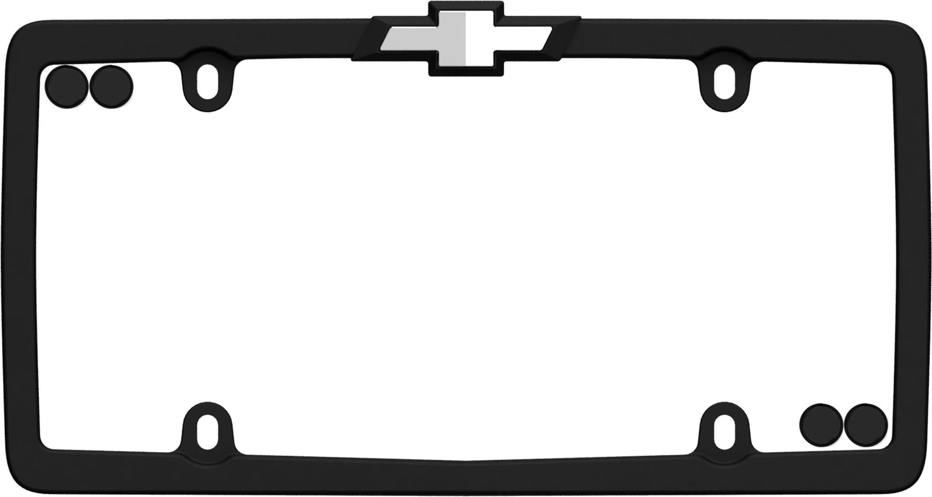 CRUISER 10450 Chevrolet License Plate Frame, Matte Black/Chrome (with Fastener Caps) - High quality product image showing CRUISER 10450 Chevrolet License Plate Frame, Matte Black/Chrome (with Fastener Caps) details and features