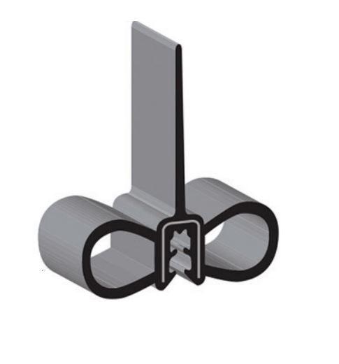 CLEAN SEAL ML-6705-50 Slide Out Seal; Wiper; Clip-On With Side Bulb; 2-1/4 Inch Width x 0.858 Inch Thickness x 50 Foot Length; Black