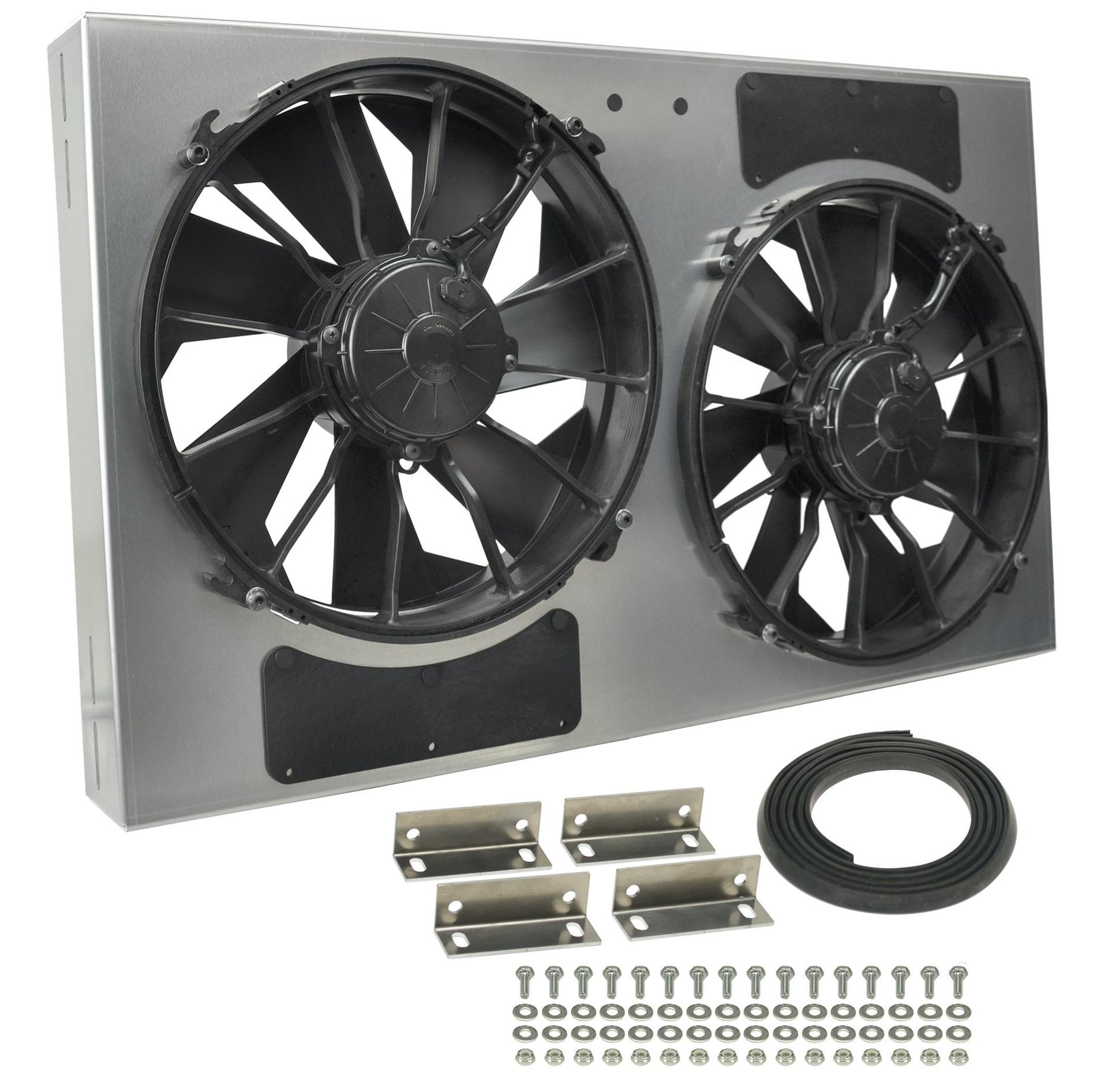 DERALE 16838 Performance Gray/Black High Output Dual Radiator Fan - High quality product image showing DERALE 16838 Performance Gray/Black High Output Dual Radiator Fan details and features