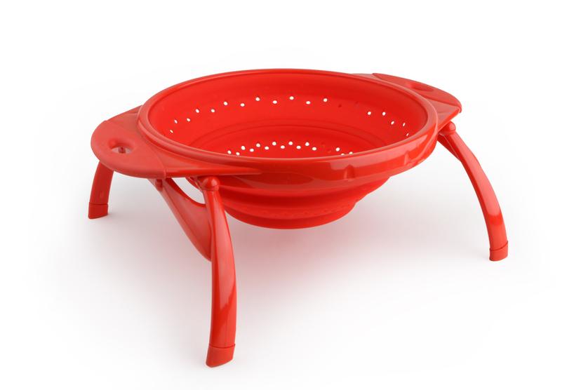 DEXAS 10CC1795 POP Collapsible Silicone Colander, 10 inch diameter, Solid Red
