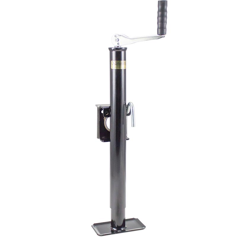 DUTTON 22683 15 TOP WIND W/WELD-ON BRACKET. ., Manual Round Topwind Swivel Jack; 2000 Pound Lift Capacity; 15 Inch Travel; 24-3/4 Inch Retracted Height; Weld-On Bracket Mount; Powder Coated; Black; With 4 Inch x 5 Inch Bracket/ Foot/ Snap Ring - The Twister Group Tools product