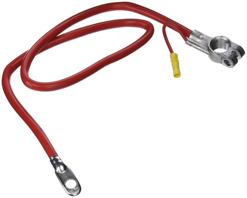 EAST PENN 00296 Battery Cable; Deka; Top Post; Red Positive; Copper; 4 Gauge Primary Wire 32 Inch Length; 4 Inch Length Auxiliary Wire