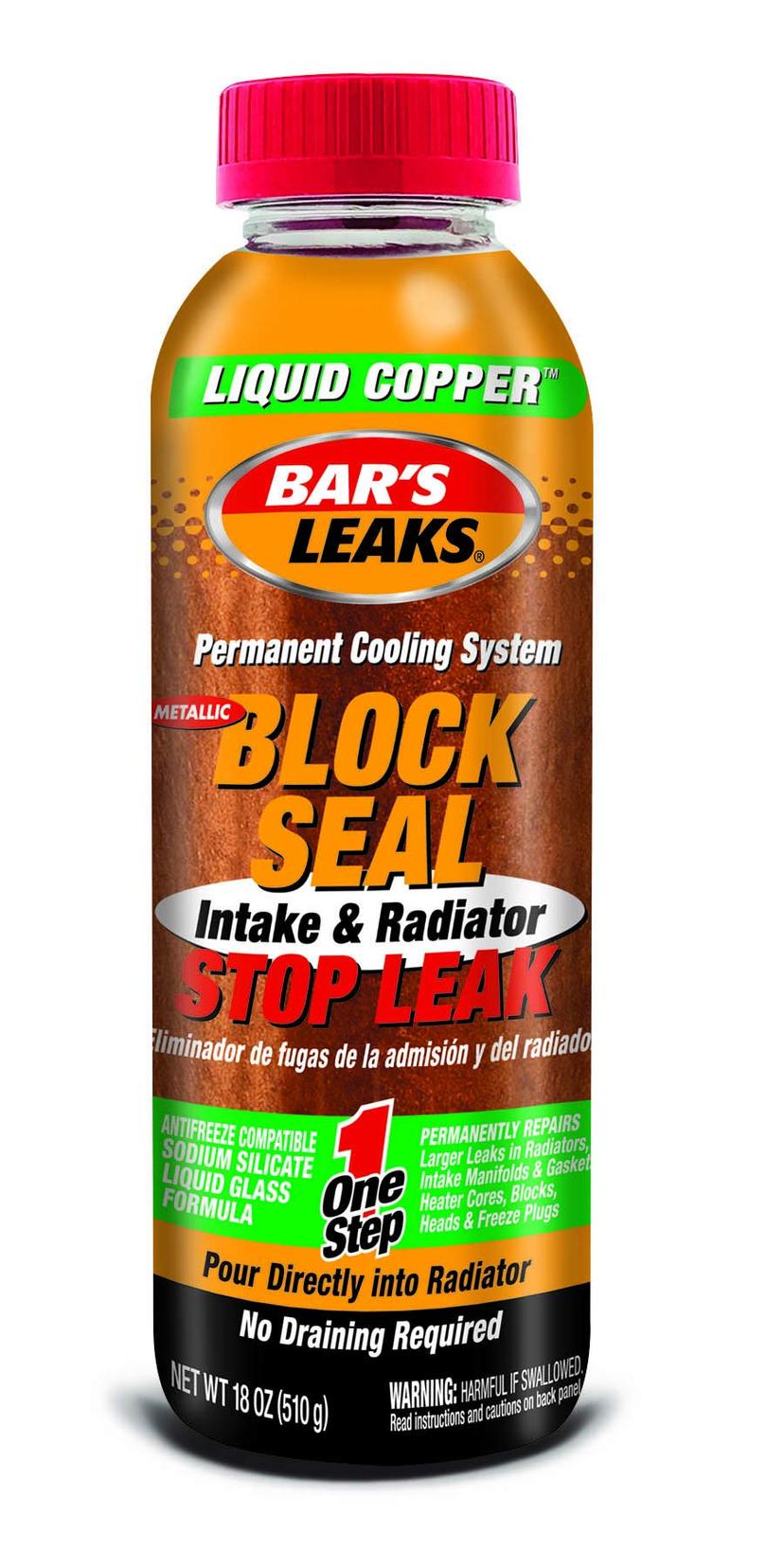 BARS LEAKS 1109 Block Seal Liquid Copper Intake and Radiator Stop Leak - 18 oz.