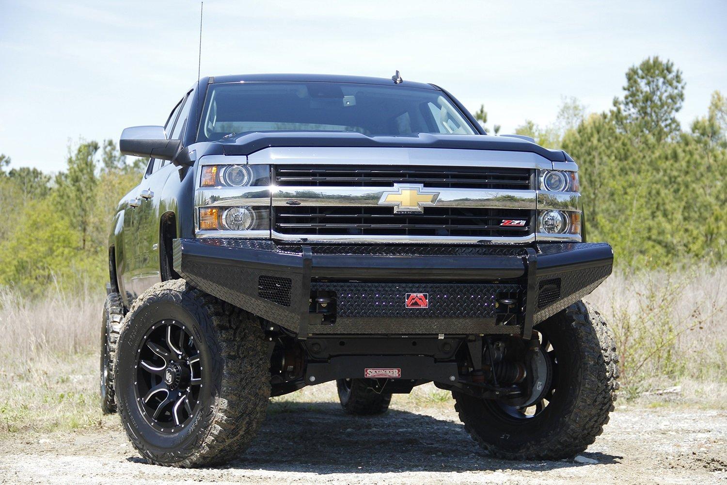 FAB FOURS CH11-S2761-1 Black Steel Front Ranch Bumper 2 Stage Black Powder Coated w/o Full Grill Guard Incl. Light Cut-Outs Black Steel Front Ranch Bumper - High quality product image showing FAB FOURS CH11-S2761-1 Black Steel Front Ranch Bumper 2 Stage Black Powder Coated w/o Full Grill Guard Incl. Light Cut-Outs Black Steel Front Ranch Bumper details and features