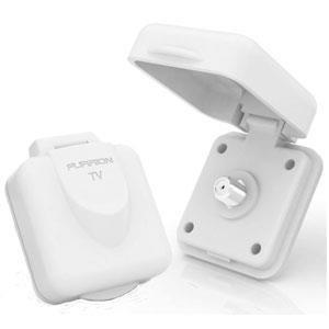 FURRION 2021123848 Mini TV/SAT Inlet Square with F-Type Connector for Coaxial Cable Feed; Marine Grade Weatherproof Sealing (White) - FTVINB-PS - High quality product image showing FURRION 2021123848 Mini TV/SAT Inlet Square with F-Type Connector for Coaxial Cable Feed; Marine Grade Weatherproof Sealing (White) - FTVINB-PS details and features