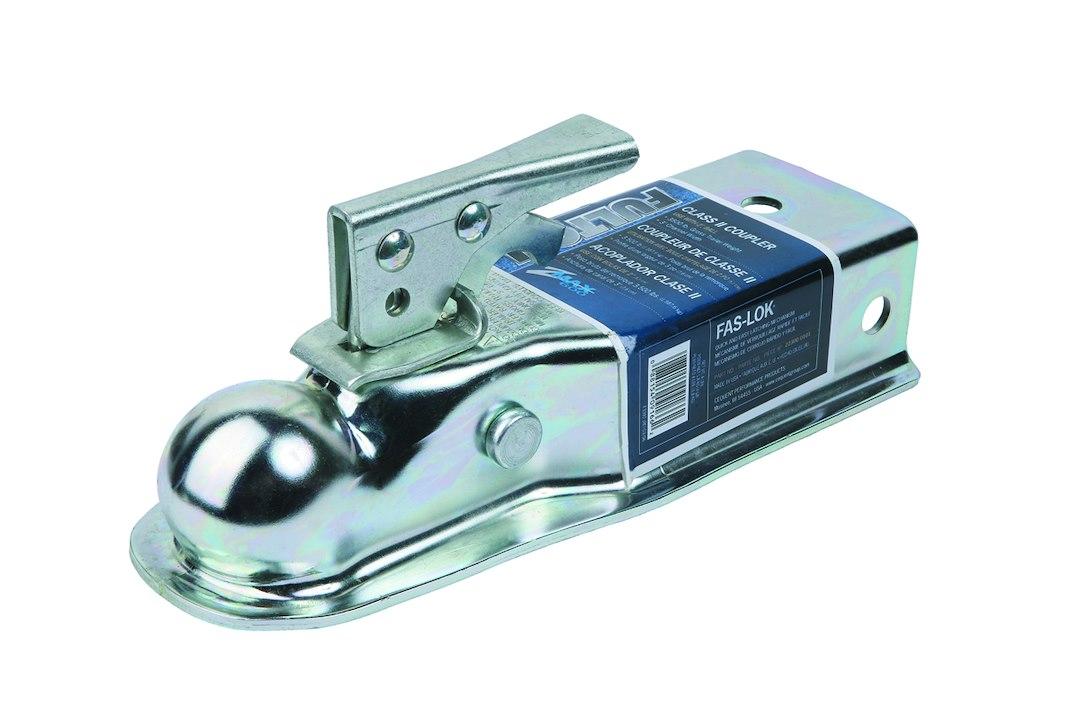 FULTON 22300 0301 COUPLER CLASS II, Class II Straight Tongue Stamped; 3 Inch Wide Channel Mount; 3500 Pound Lift Capacity; For 2 Inch Ball; Fas-Lok Latch; Zinc Plated; Boxed - High quality product image showing FULTON 22300 0301 COUPLER CLASS II, Class II Straight Tongue Stamped; 3 Inch Wide Channel Mount; 3500 Pound Lift Capacity; For 2 Inch Ball; Fas-Lok Latch; Zinc Plated; Boxed details and features