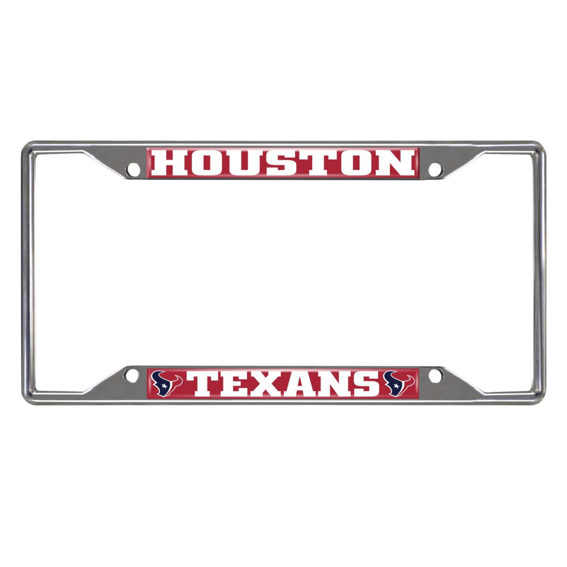 FANMATS 21531 Houston Texans Chrome Metal License Plate Frame, Team Colors, 6.25in x 12.25in - High quality product image showing FANMATS 21531 Houston Texans Chrome Metal License Plate Frame, Team Colors, 6.25in x 12.25in details and features