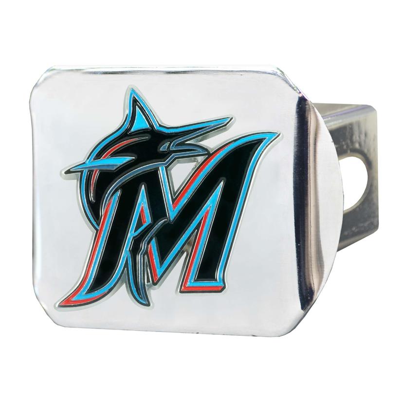 FANMATS 26630 Miami Marlins Color Hitch Cover - Chrome